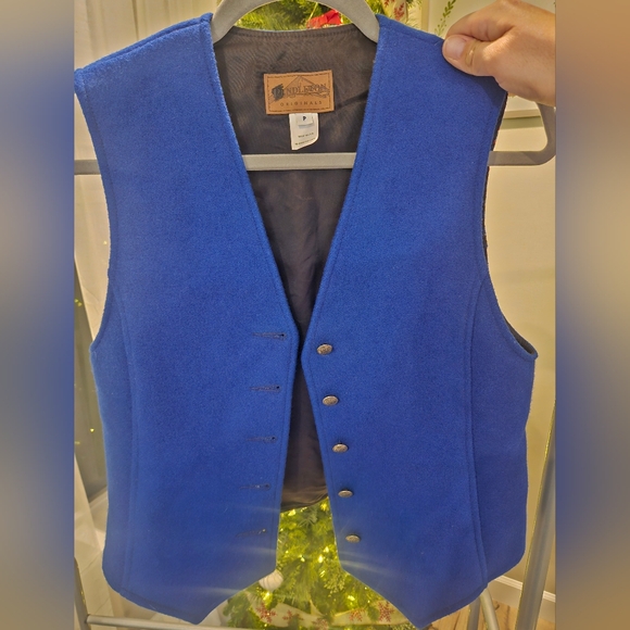 Vintage Pendleton Blue Wool Metal Button Vest Made in USA Southwest Design XS/S - Picture 2 of 6